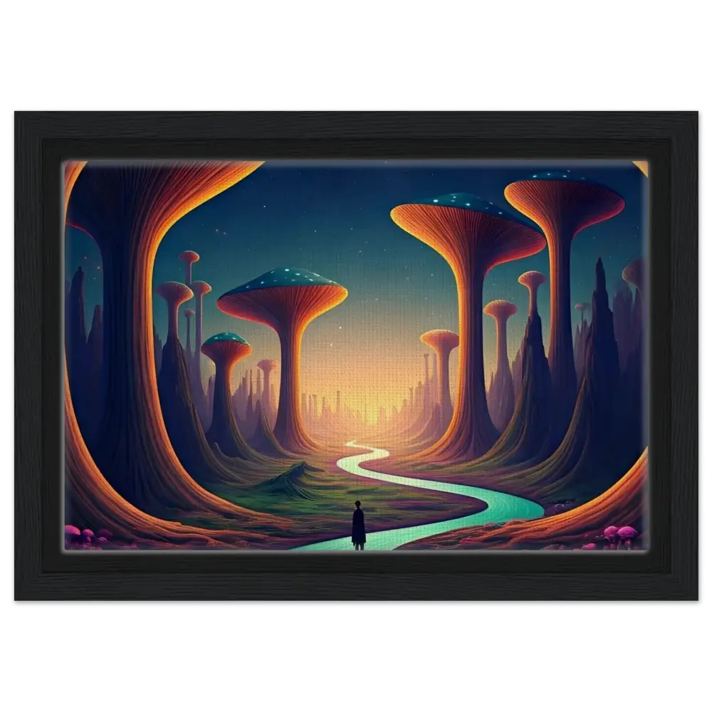Framed Alien Landscape Art from Mushroom Valley Mindwalk Canvas Display at PixiOnyx