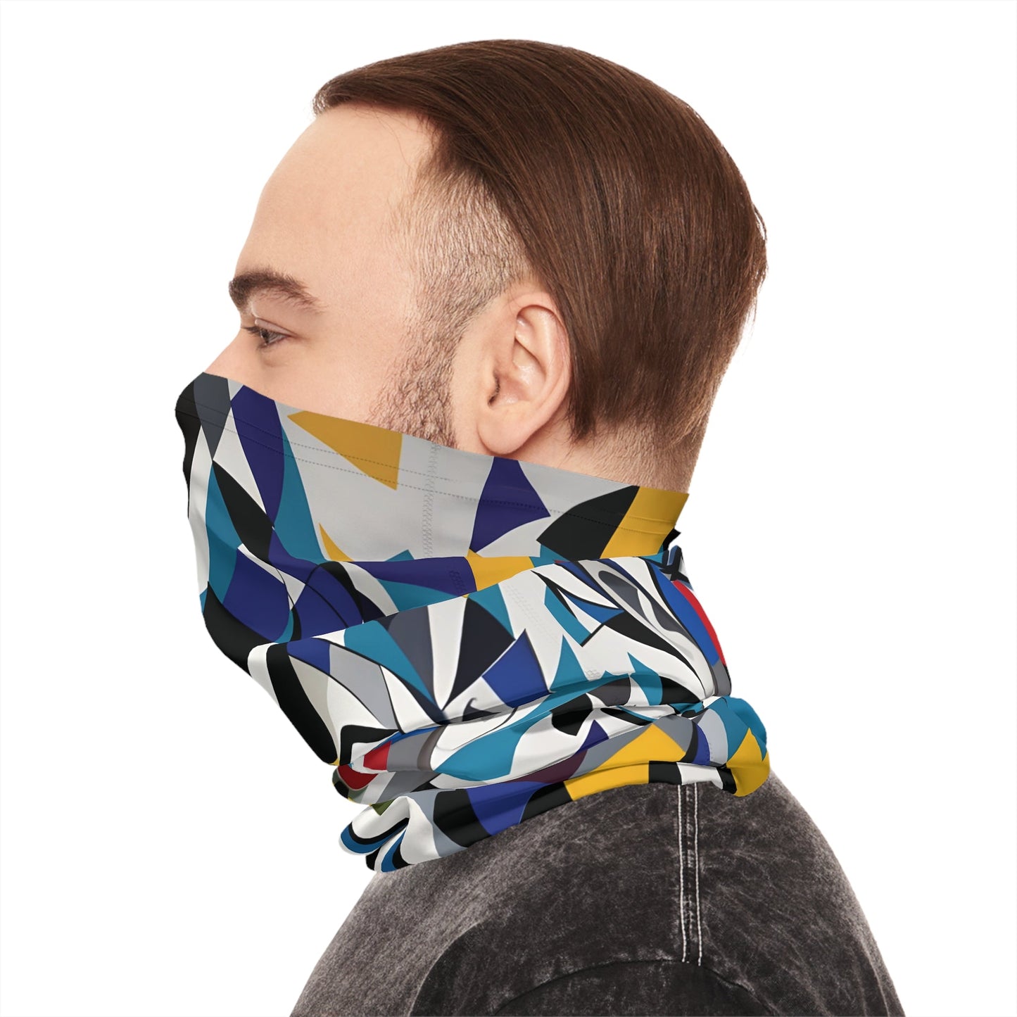 Geometric patterned neck gaiter from PixiOnyx Fragmented Muse Abstract Armor Series