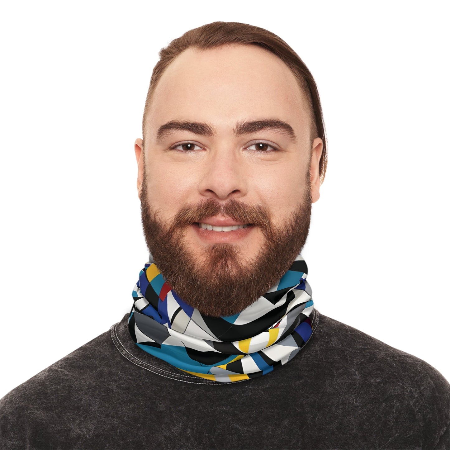 Geometric patterned Neck Gaiter from PixiOnyx Fragmented Muse Abstract Armor Series