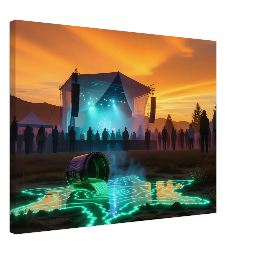 Canvas print of a music festival with spilled neon liquid for Neon Spill Festival Canvas