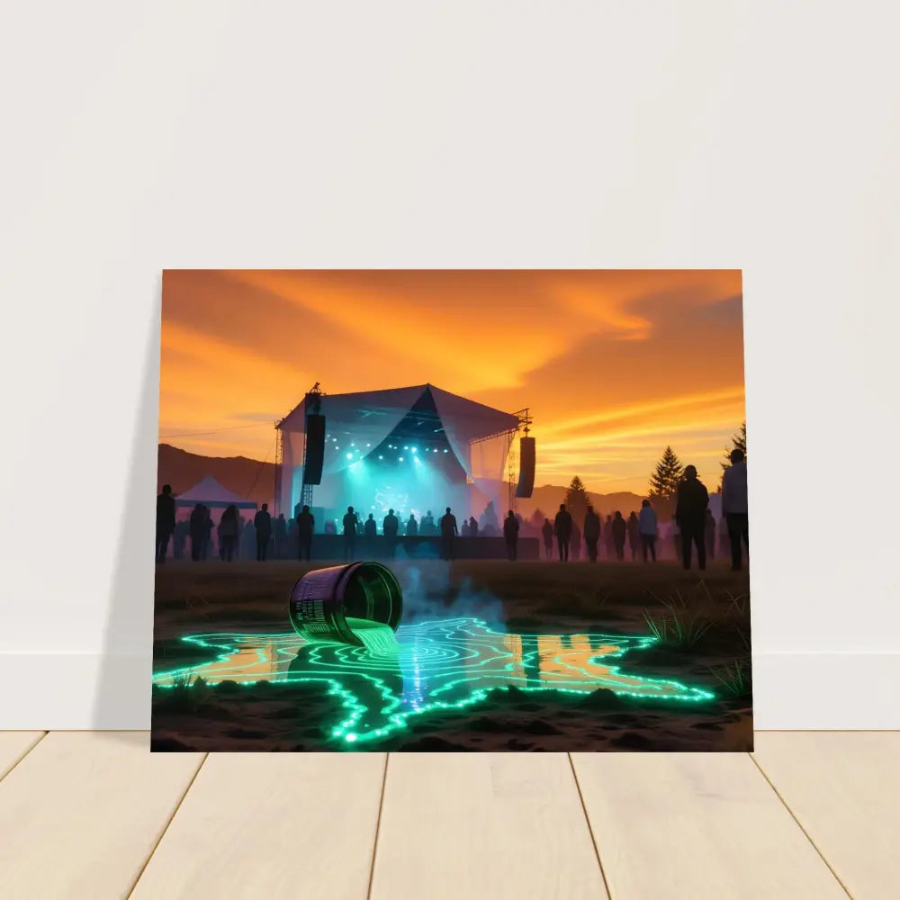 Festival scene canvas print from Neon Spill Festival Poster Cosmic Sound Unleashed by PixiOnyx