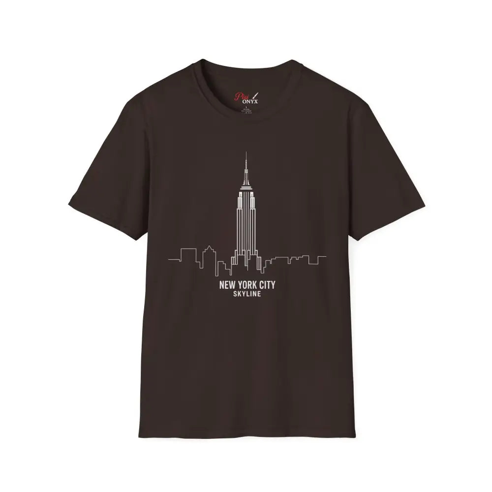 New York City Skyline T Shirt | Unisex Travel Tee Lover Gift Urban Fashion NYC Souvenir Cool Graphic Dark Chocolate / S