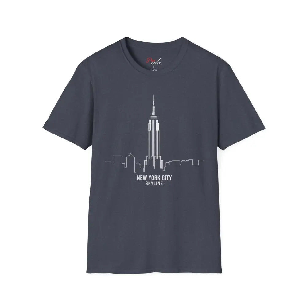 New York City Skyline T Shirt | Unisex Travel Tee Lover Gift Urban Fashion NYC Souvenir Cool Graphic Heather Navy / S