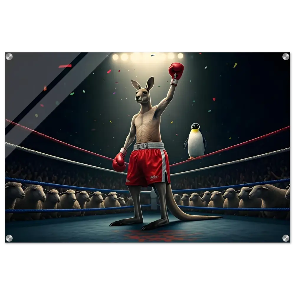 Victorious kangaroo boxer acrylic print from Outback Undisputed by PixiOnyx Clarity