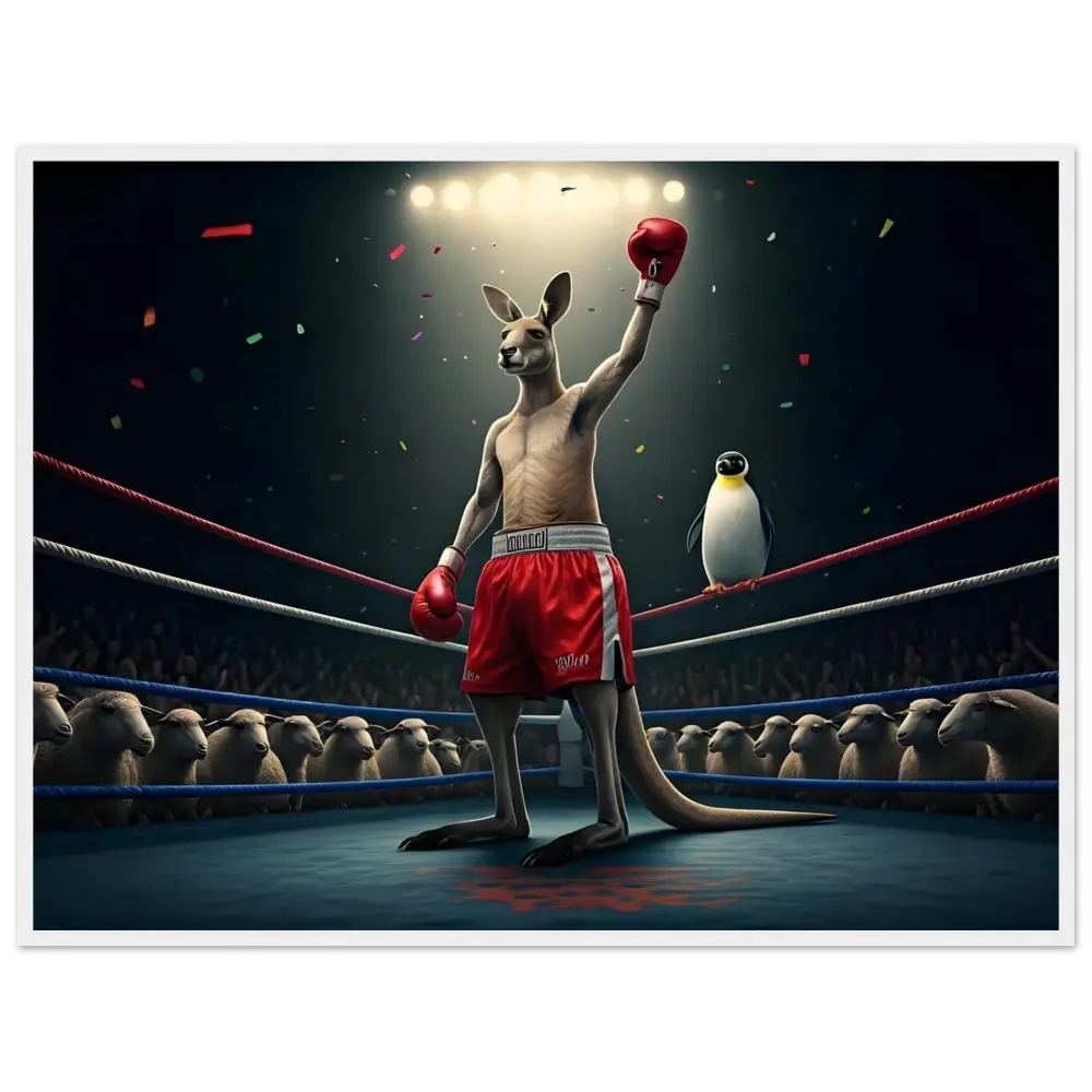 Victorious Kangaroo Boxer in Outback Undisputed Framed Poster by PixiOnyx Combat Comedy