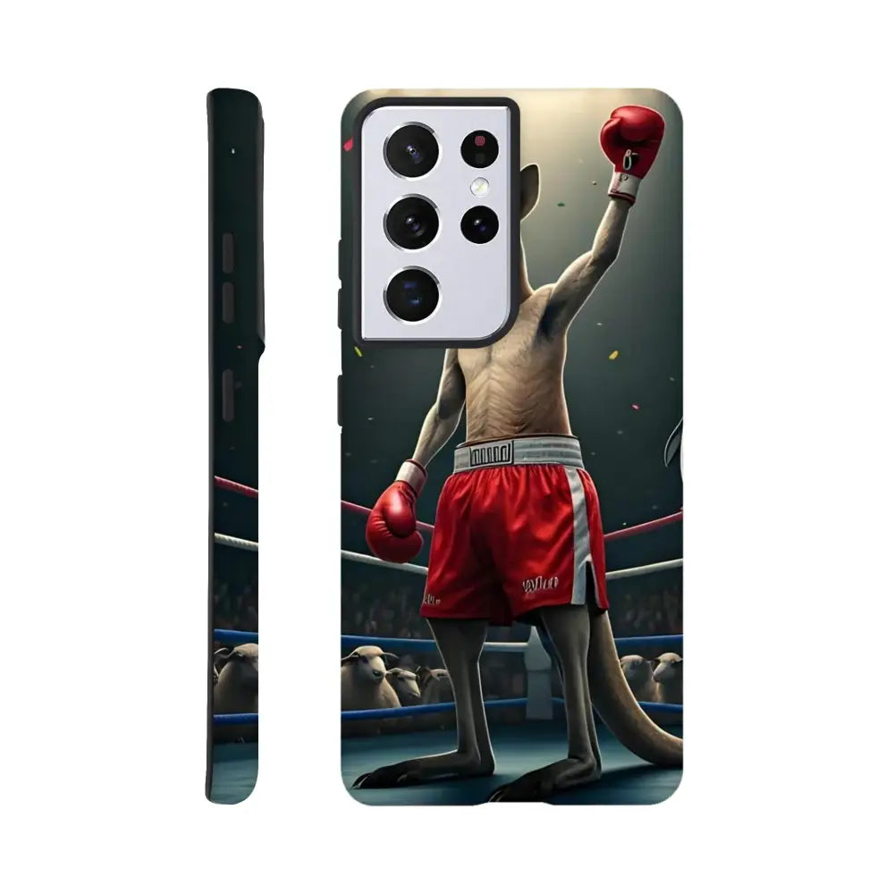 Samsung phone case with boxing kangaroo design from Outback Undisputed PixiOnyx Brawl-Proof Armor