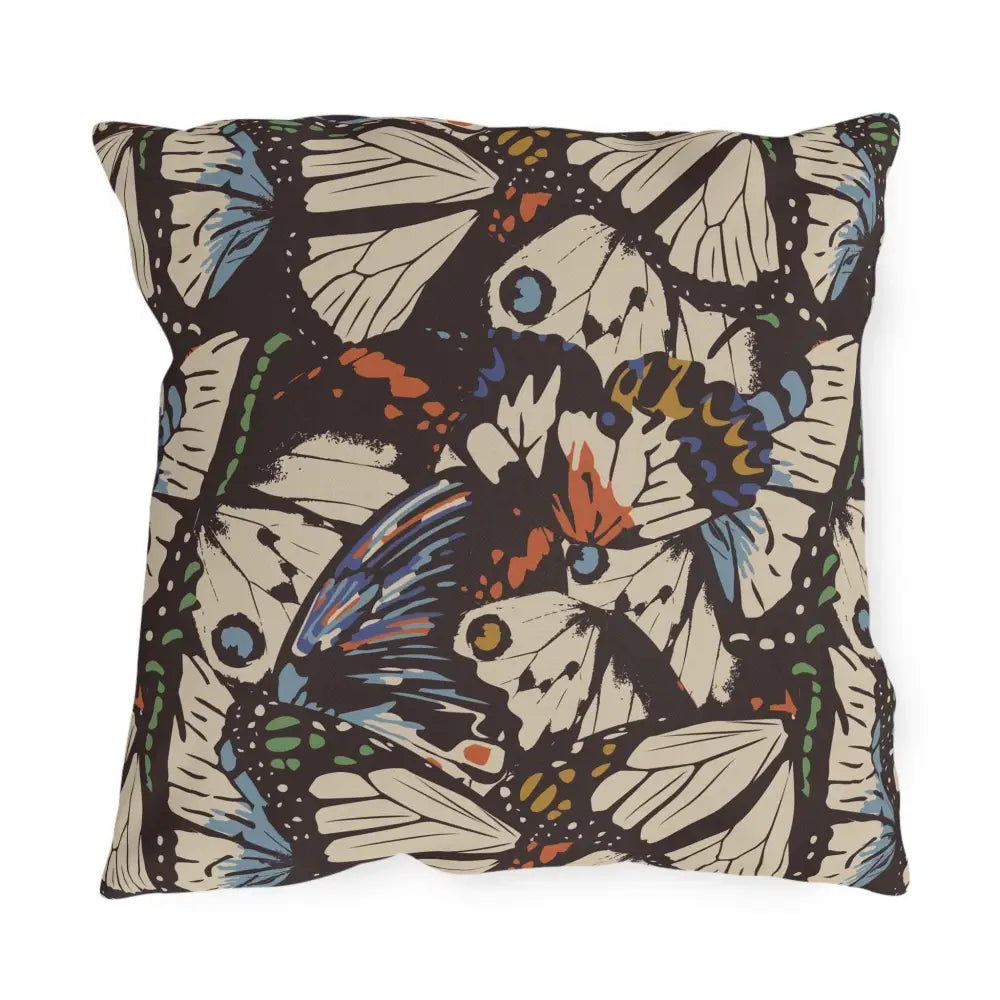 Square outdoor pillow with dense butterfly pattern for lounge space flutter by Honson Ventures Limited