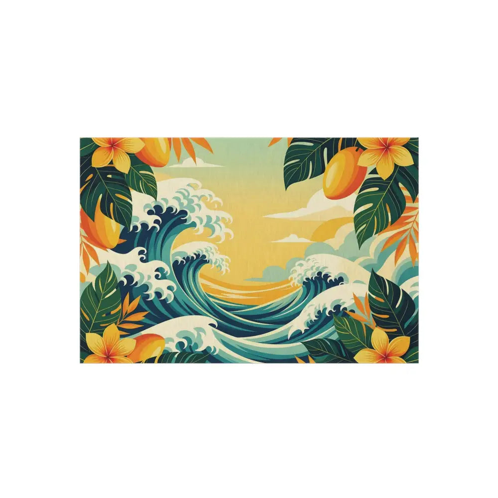 Tropical wave scene on outdoor rug from PixiOnyx Coastal Floor Dreamscape collection