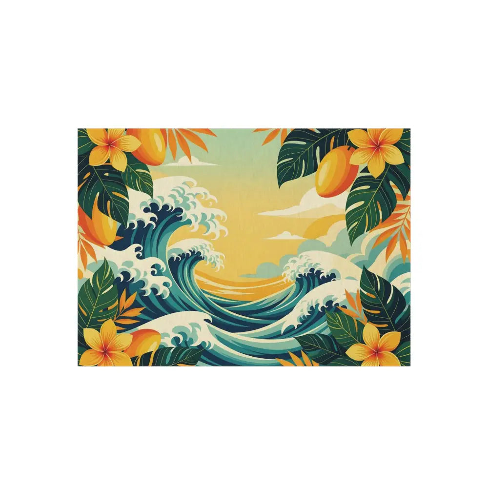 Tropical wave scene on outdoor rug in Coastal Floor Dreamscape by PixiOnyx