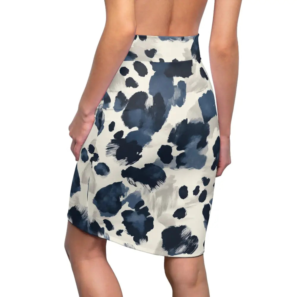Blue and gray patterned pencil skirt from PixiOnyx Sleek Contourwear