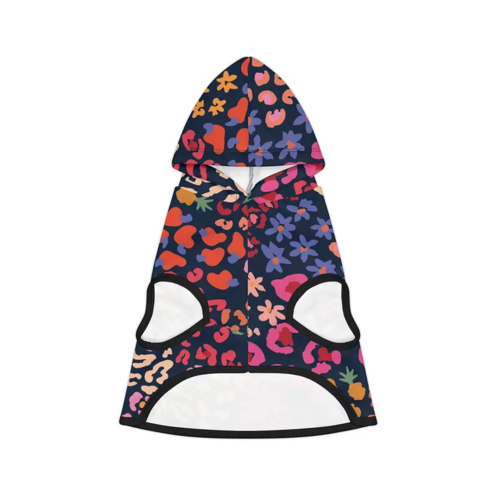 Colorful floral and leopard print dog hoodie from PixiOnyx Bold Petwear