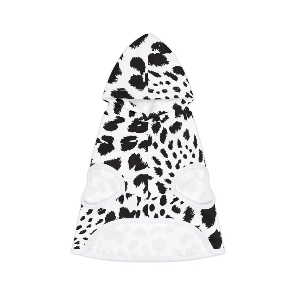 Black and white spotted dog hoodie from PixiOnyx Wildwear Edition Pet Hoodie collection