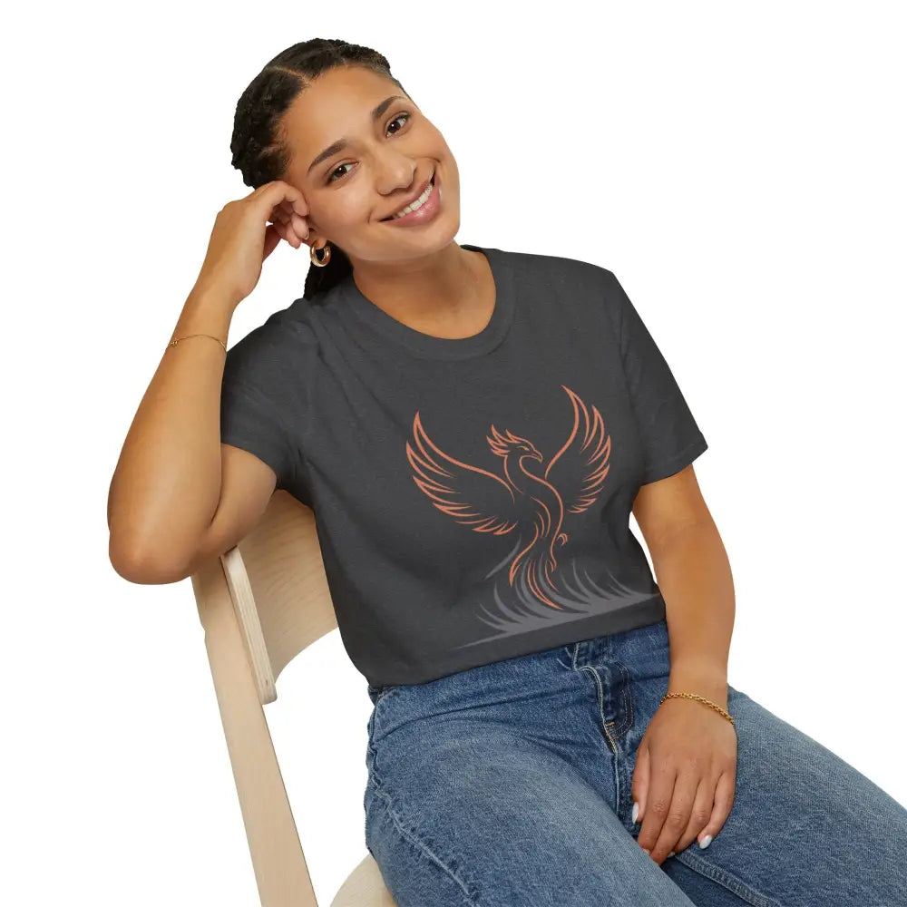 Phoenix Rising Unisex Softstyle T Shirt | Trendy Graphic Tee Casual Wear Gift for Her/Him Festival Apparel Symbol
