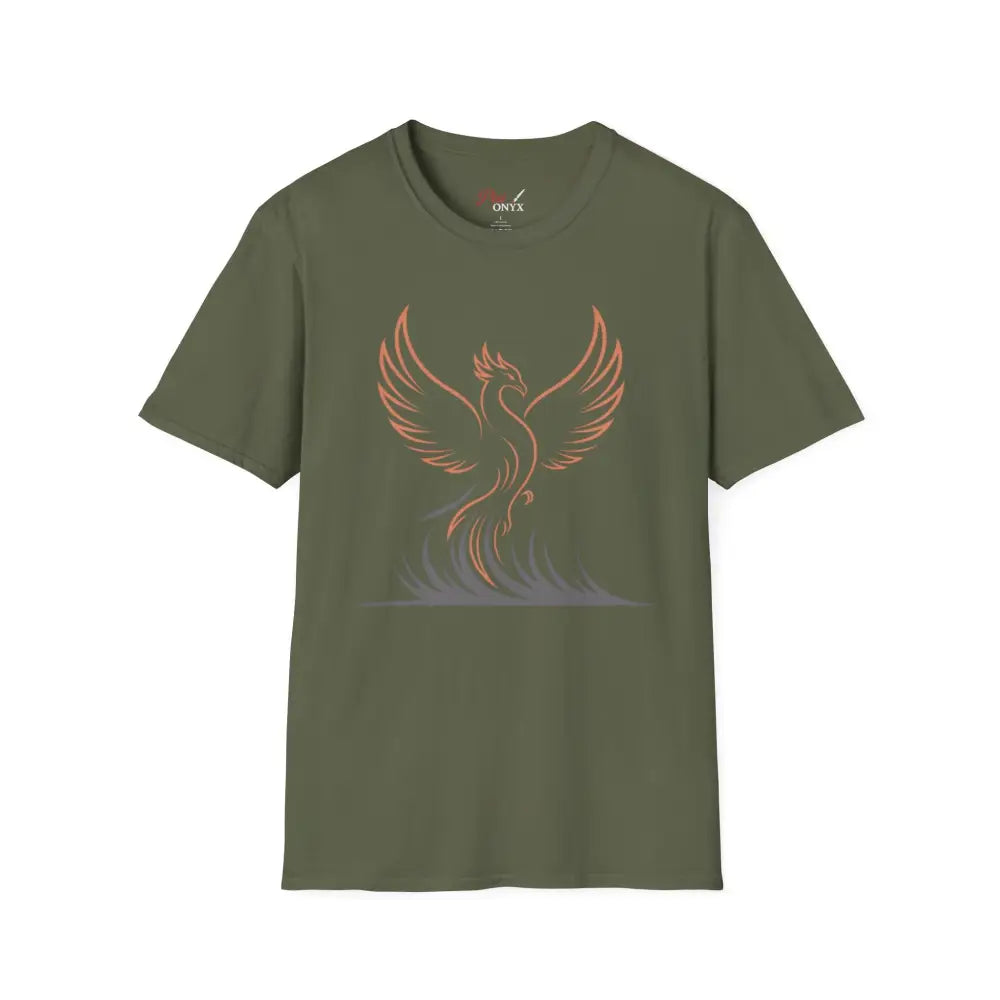 Phoenix Rising Unisex Softstyle T Shirt | Trendy Graphic Tee Casual Wear Gift for Her/Him Festival Apparel Symbol