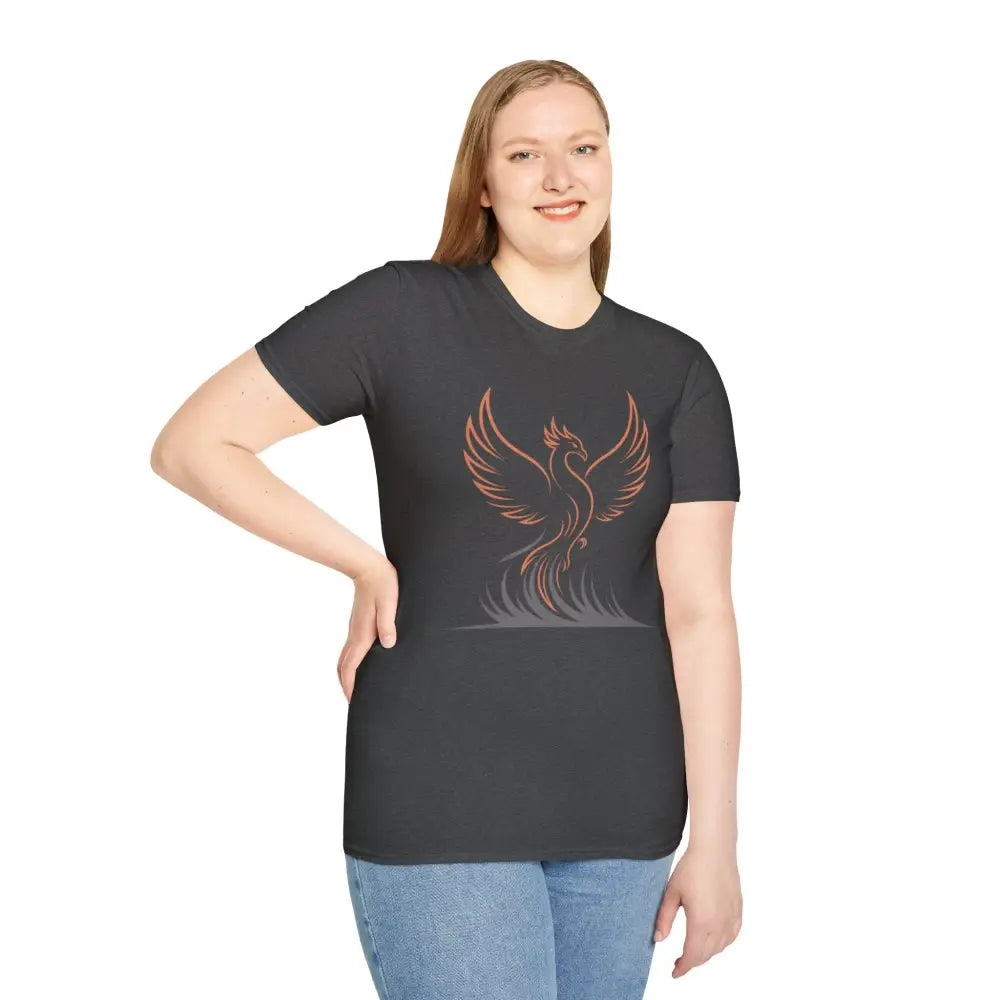 Phoenix Rising Unisex Softstyle T Shirt | Trendy Graphic Tee Casual Wear Gift for Her/Him Festival Apparel Symbol