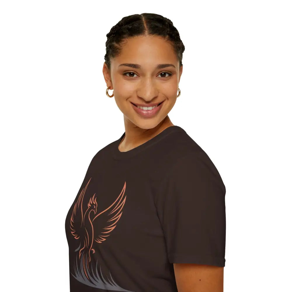 Phoenix Rising Unisex Softstyle T Shirt | Trendy Graphic Tee Casual Wear Gift for Her/Him Festival Apparel Symbol