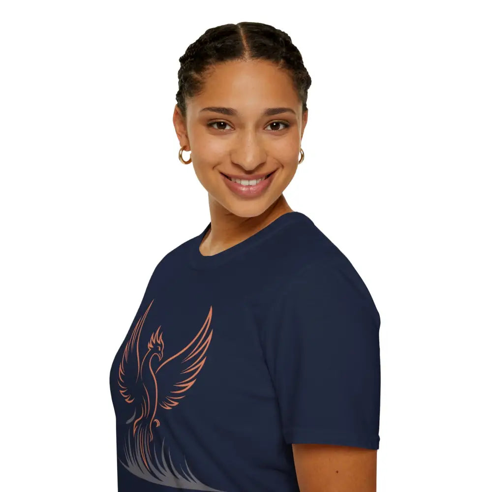 Phoenix Rising Unisex Softstyle T Shirt | Trendy Graphic Tee Casual Wear Gift for Her/Him Festival Apparel Symbol