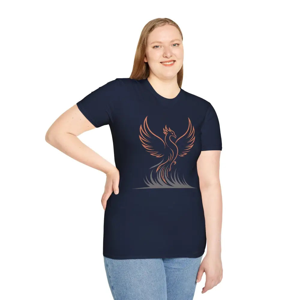Phoenix Rising Unisex Softstyle T Shirt | Trendy Graphic Tee Casual Wear Gift for Her/Him Festival Apparel Symbol