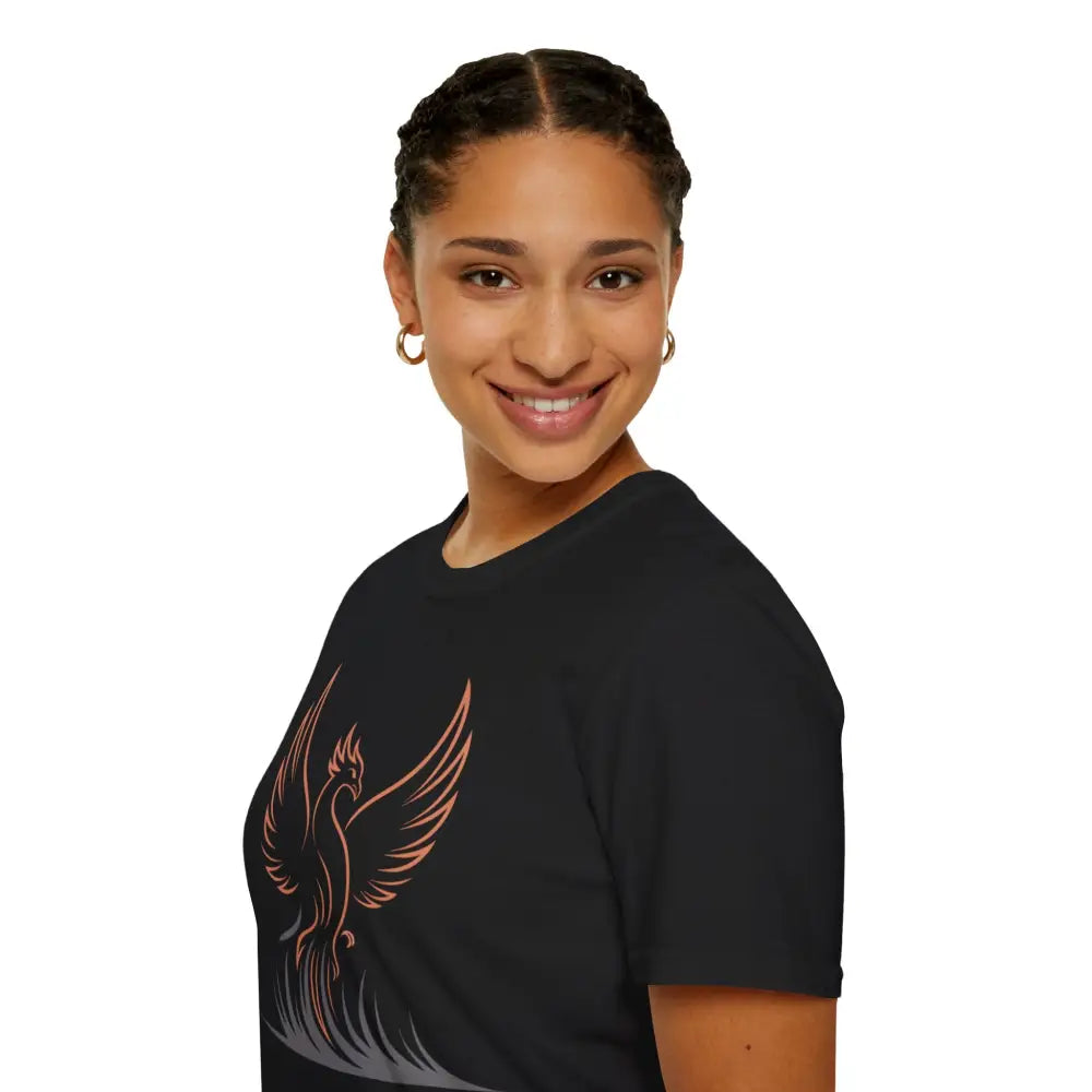 Phoenix Rising Unisex Softstyle T Shirt | Trendy Graphic Tee Casual Wear Gift for Her/Him Festival Apparel Symbol