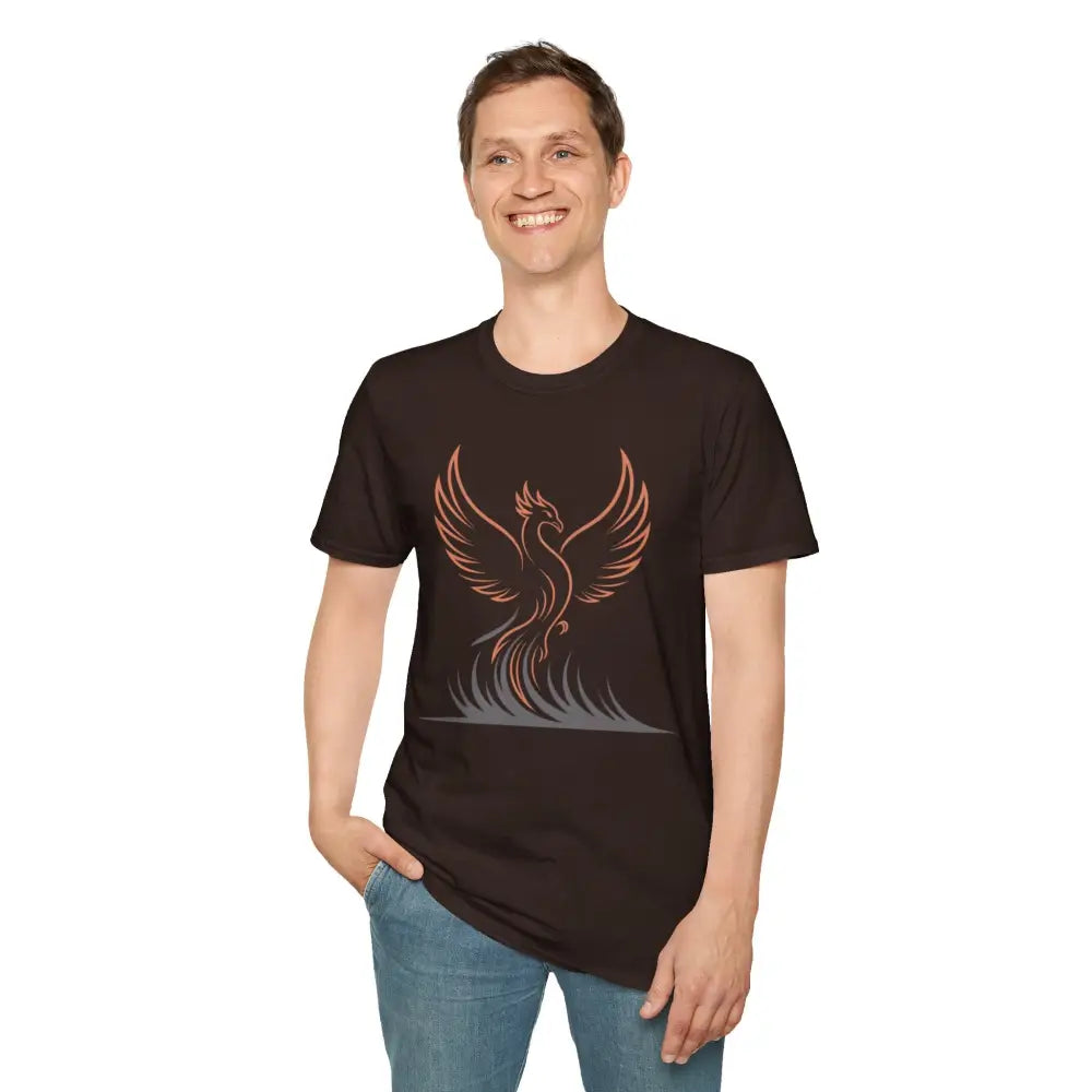 Phoenix Rising Unisex Softstyle T Shirt | Trendy Graphic Tee Casual Wear Gift for Her/Him Festival Apparel Symbol