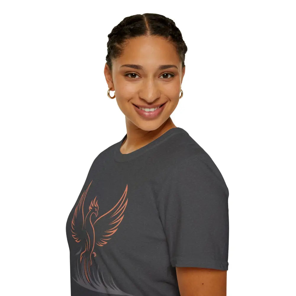 Phoenix Rising Unisex Softstyle T Shirt | Trendy Graphic Tee Casual Wear Gift for Her/Him Festival Apparel Symbol
