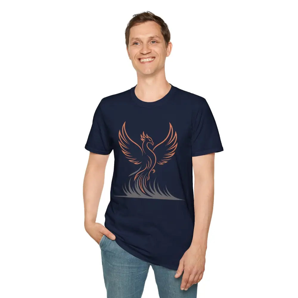 Phoenix Rising Unisex Softstyle T Shirt | Trendy Graphic Tee Casual Wear Gift for Her/Him Festival Apparel Symbol