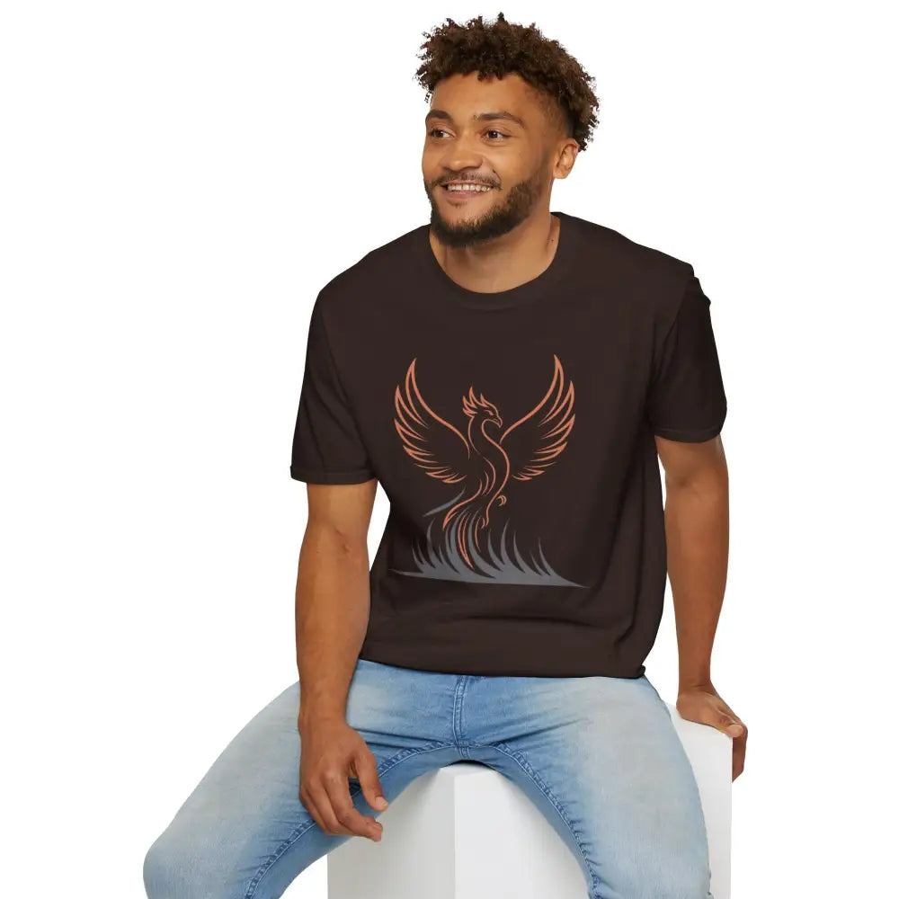 Phoenix Rising Unisex Softstyle T Shirt | Trendy Graphic Tee Casual Wear Gift for Her/Him Festival Apparel Symbol