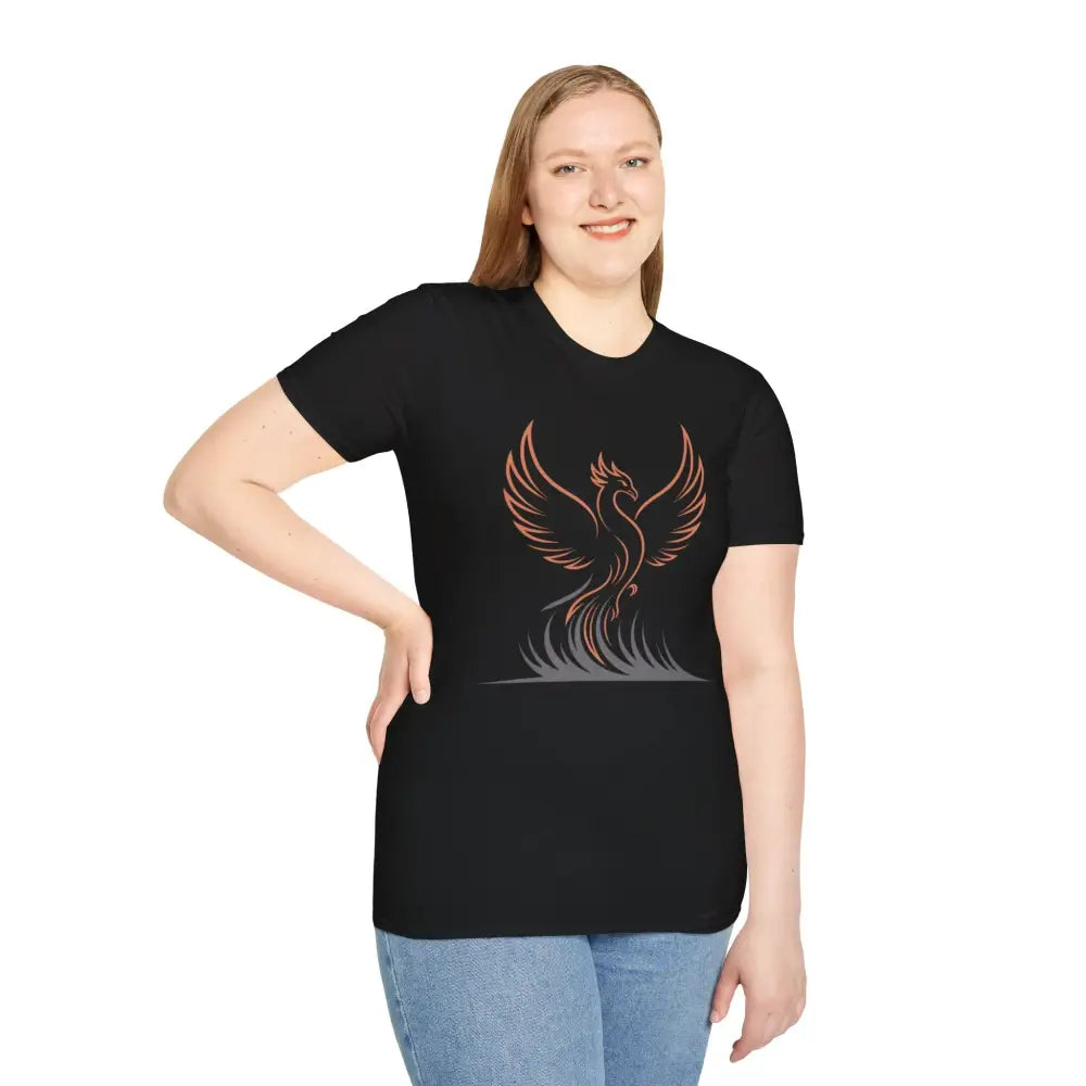 Phoenix Rising Unisex Softstyle T Shirt | Trendy Graphic Tee Casual Wear Gift for Her/Him Festival Apparel Symbol