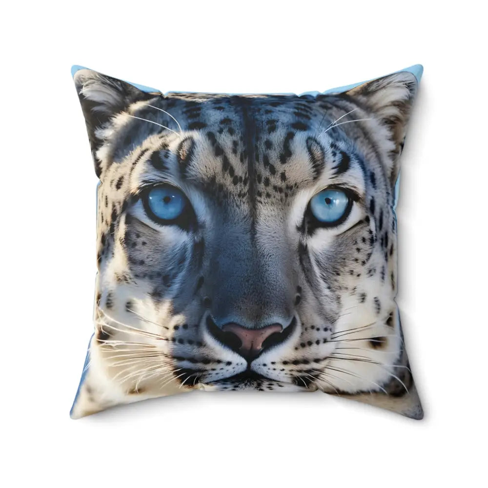 Snow leopard face pillow from Glacier Gaze PixiOnyx Frosted Wildscape Cushion