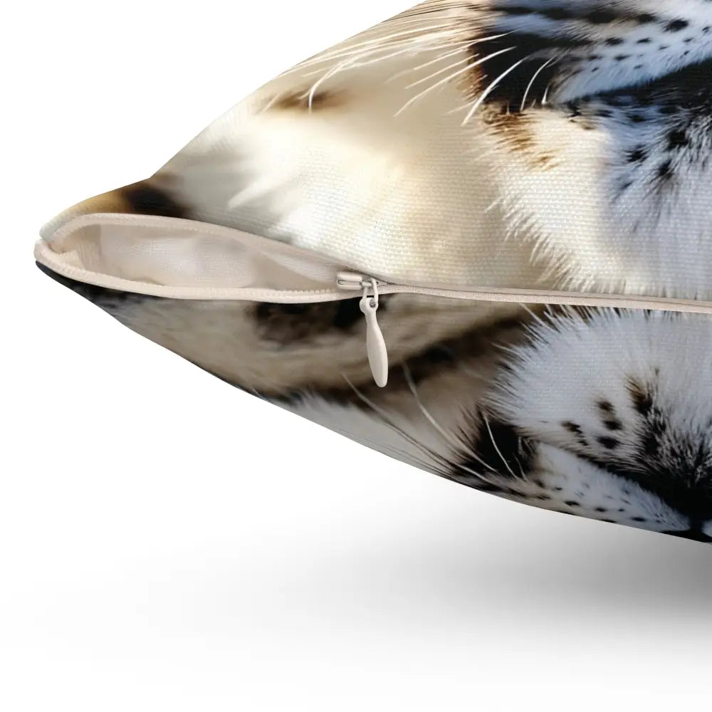 Zippered cat-printed pillow from Glacier Gaze PixiOnyx Frosted Wildscape Cushion collection