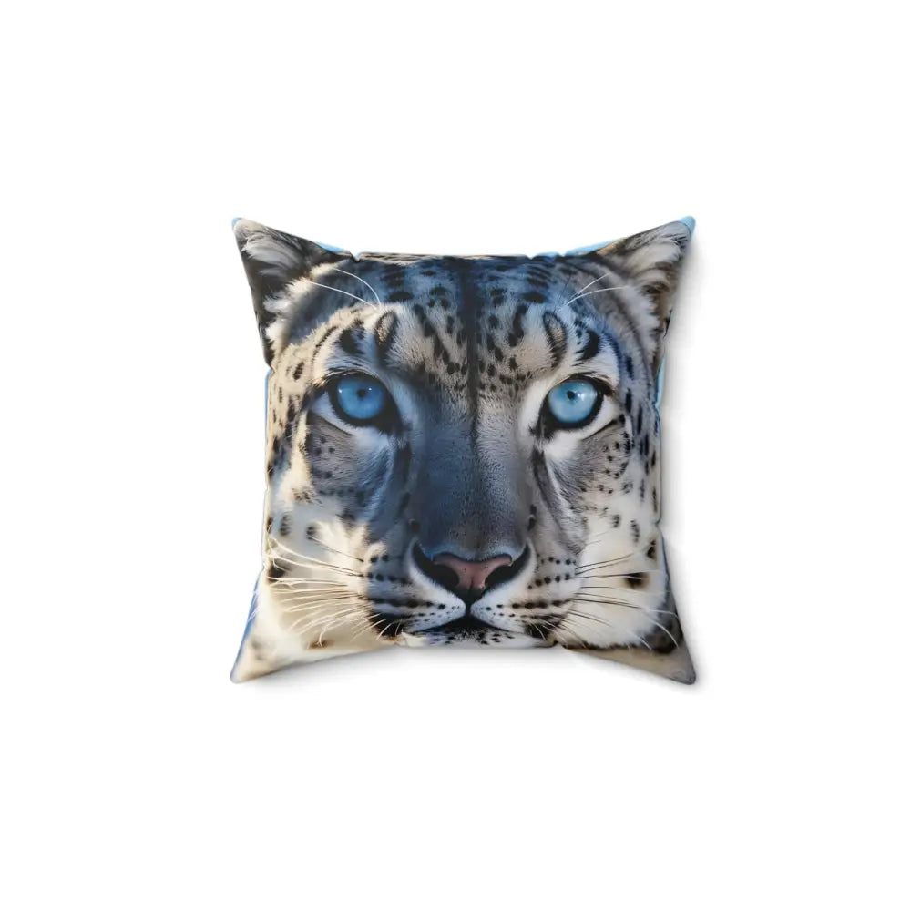 Snow leopard print throw pillow from Glacier Gaze PixiOnyx Frosted Wildscape Cushion