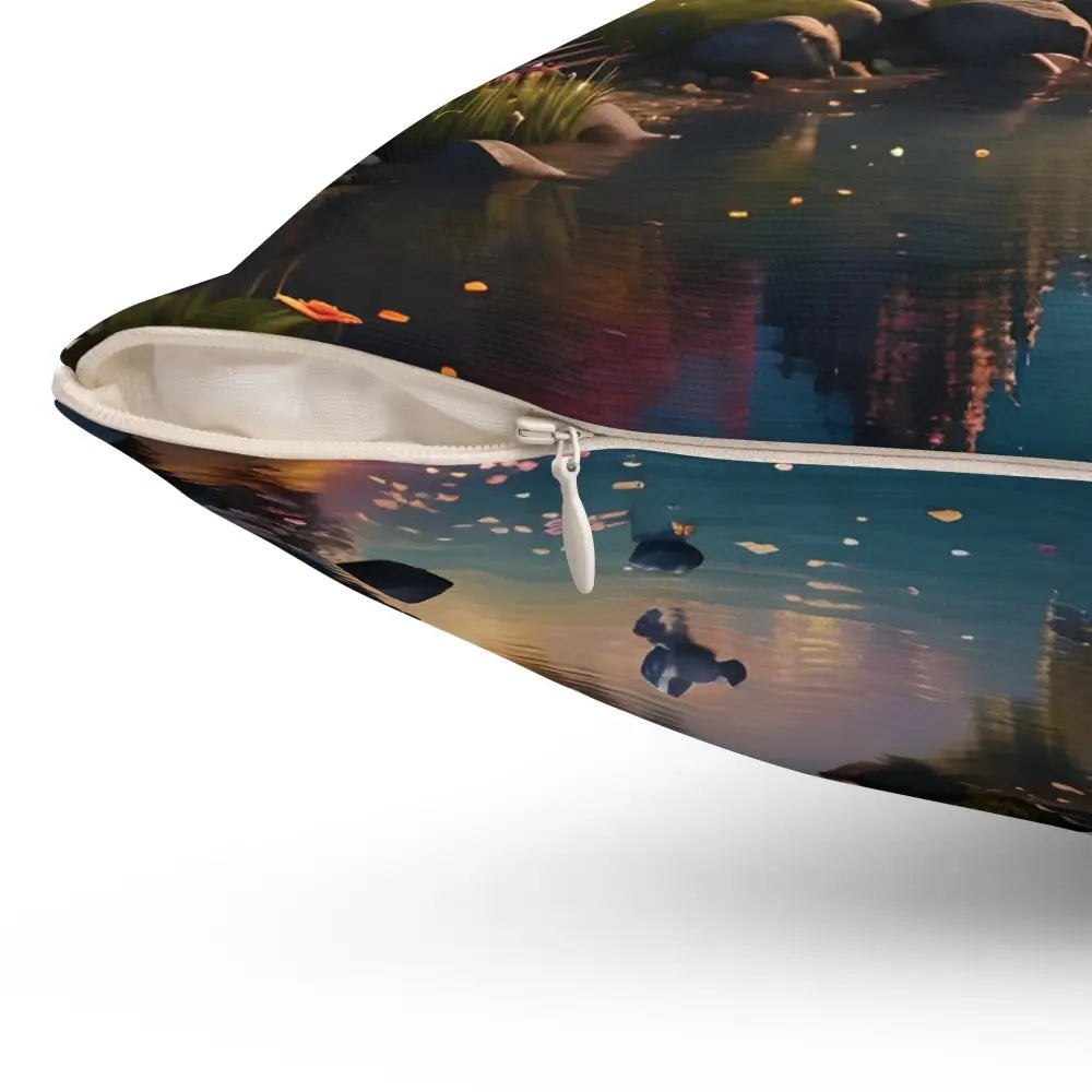 Decorative pillow with pond scene for Rainbow Unicorn Dreamscape PixiOnyx accent