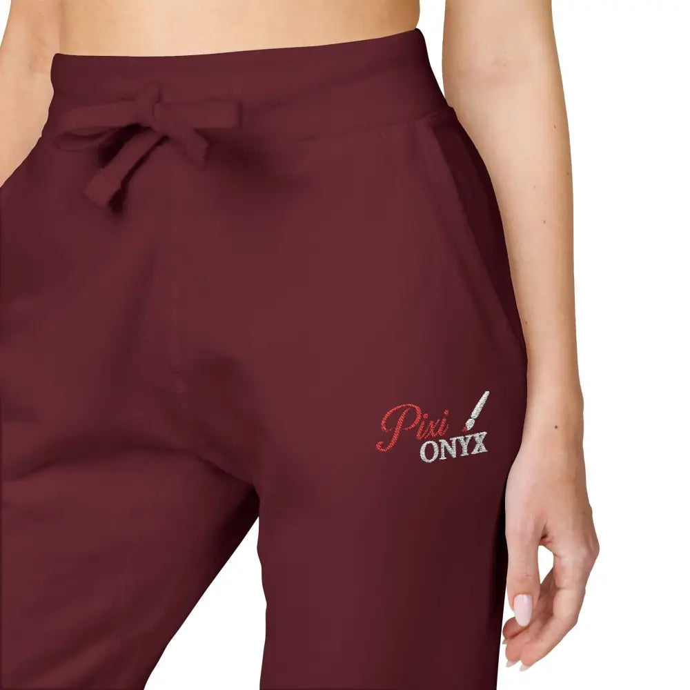 Maroon pixionyx cozy unisex fleece sweatpants with drawstring waist for casual wear