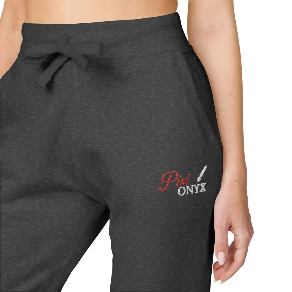 Dark gray cozy unisex fleece sweatpants with drawstring waist, perfect for relaxation