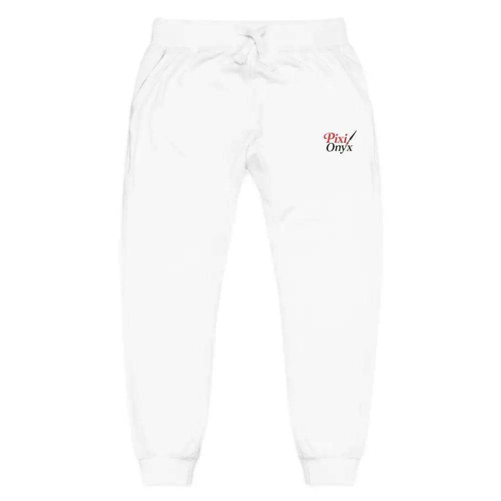 White drawstring unisex fleece sweatpants for cozy relaxation and casual wear