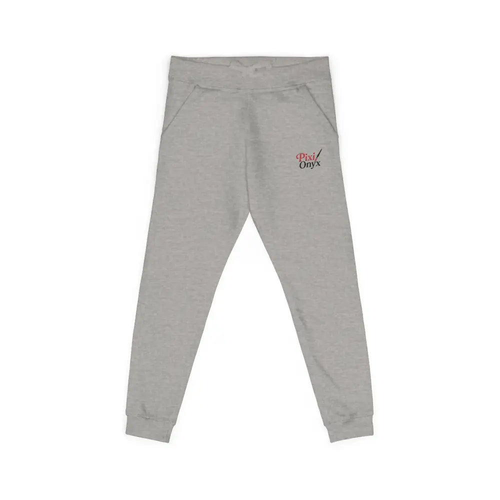 Heather gray unisex fleece sweatpants with side pockets for relaxed comfort and casual wear