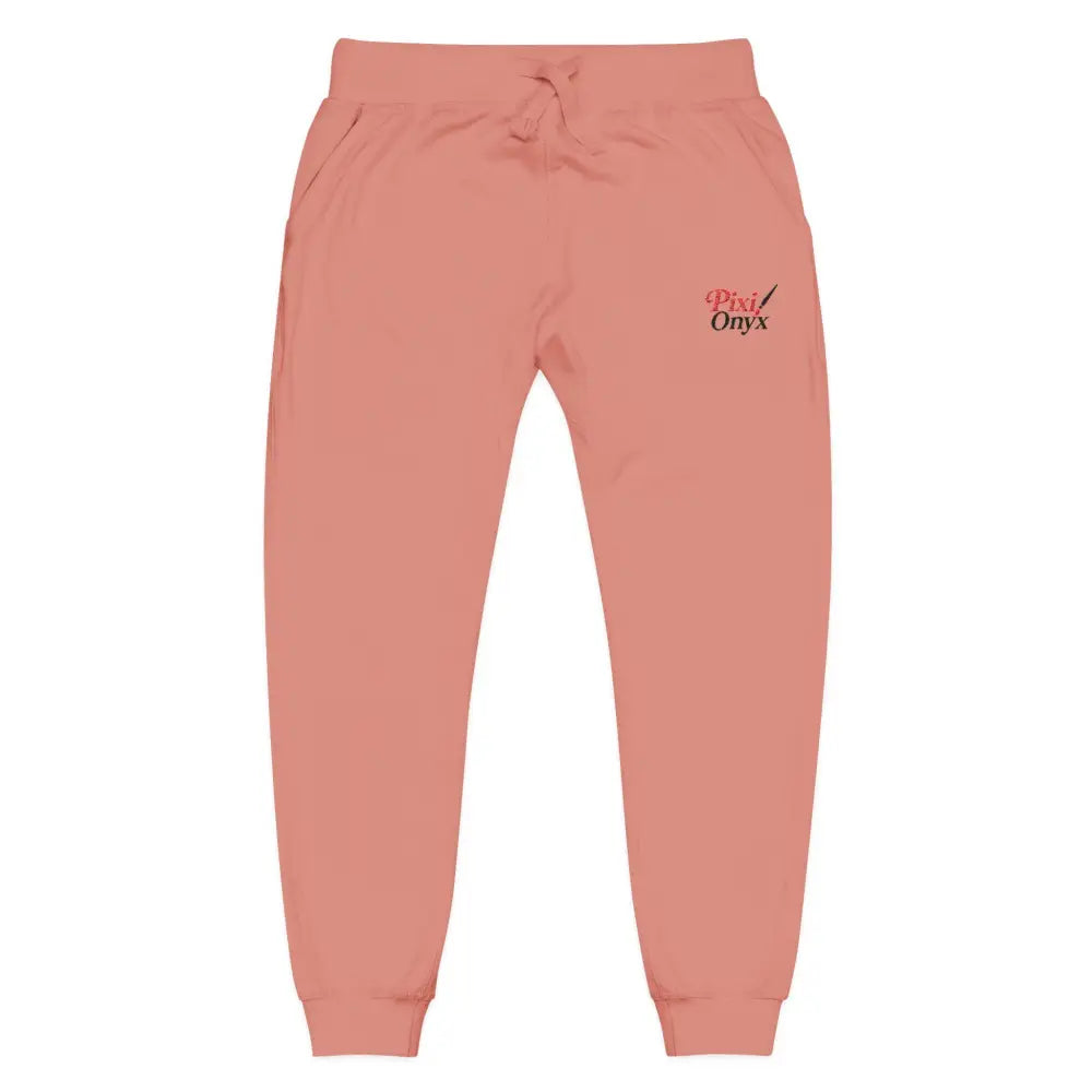 Pink unisex fleece sweatpants with elastic waistband and cuffs for cozy lounge wear