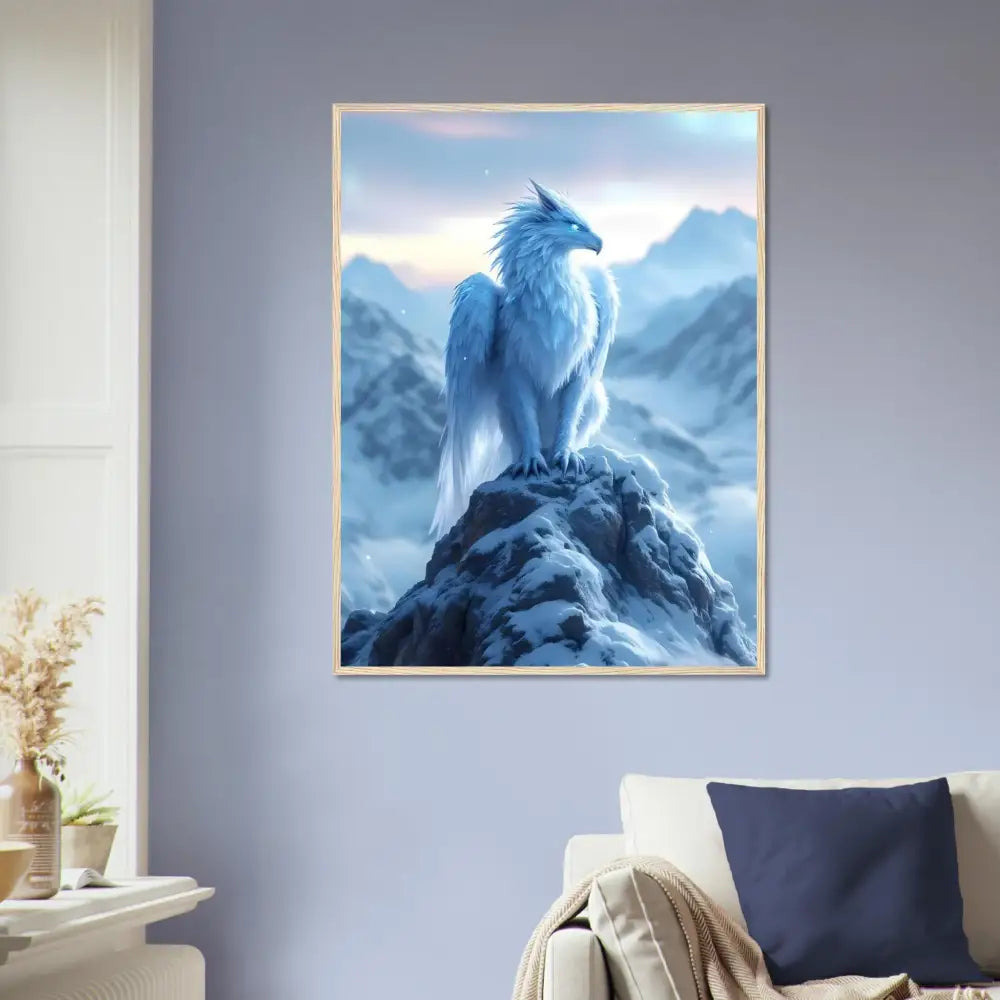 Framed Frostpeak Gryphon dragon artwork poster from PixiOnyx Fantasy Elegance collection