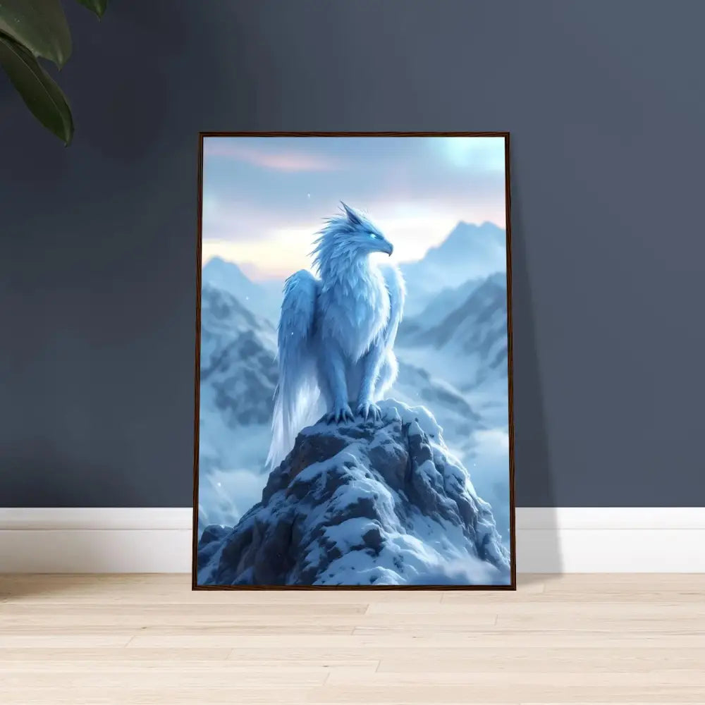 Framed fantasy art print of Frostpeak Gryphon from PixiOnyx Fantasy Elegance collection