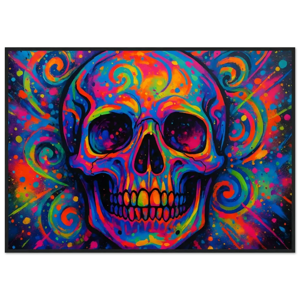 Vibrant psychedelic skull artwork on Premium Matte Framed Poster Psychedelic Skull Eruption