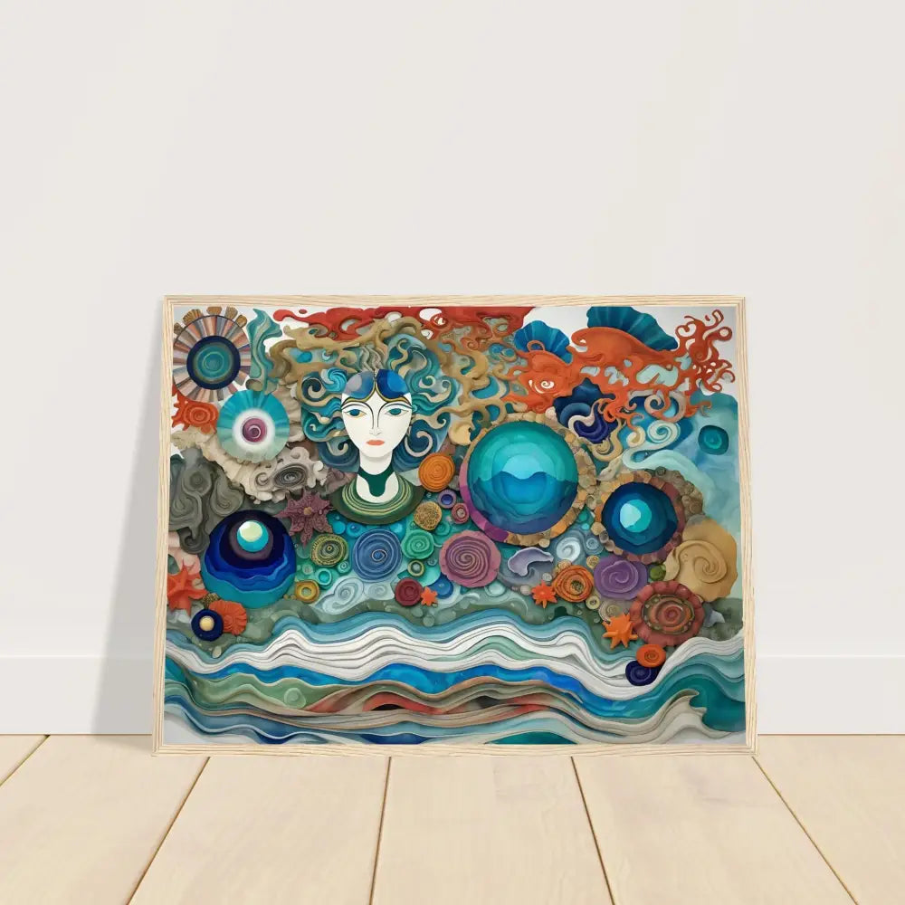 Framed ocean-themed artwork on premium matte paper in a wooden frame for wall decor