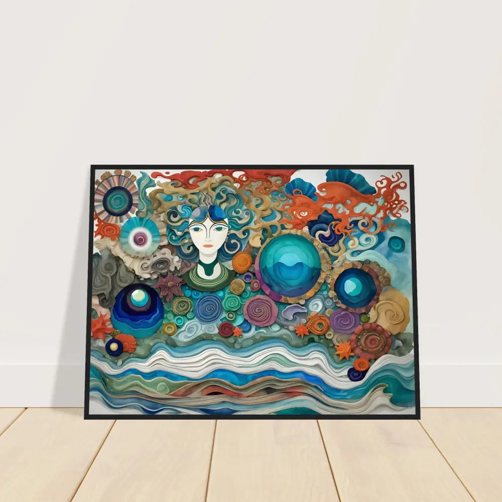 Framed ocean-themed artwork on Premium Matte Paper in wooden frame for wall decor