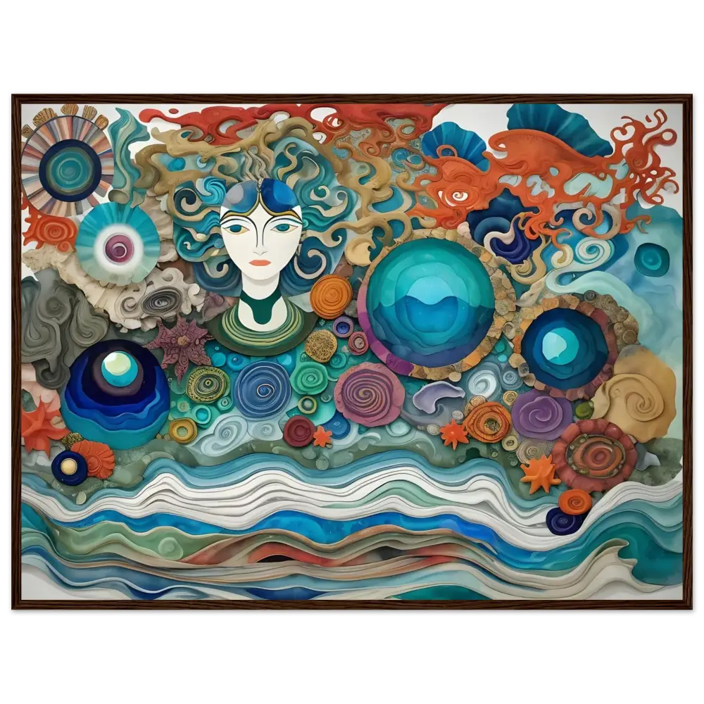 Whimsical ocean-themed artwork on premium matte paper wooden framed poster