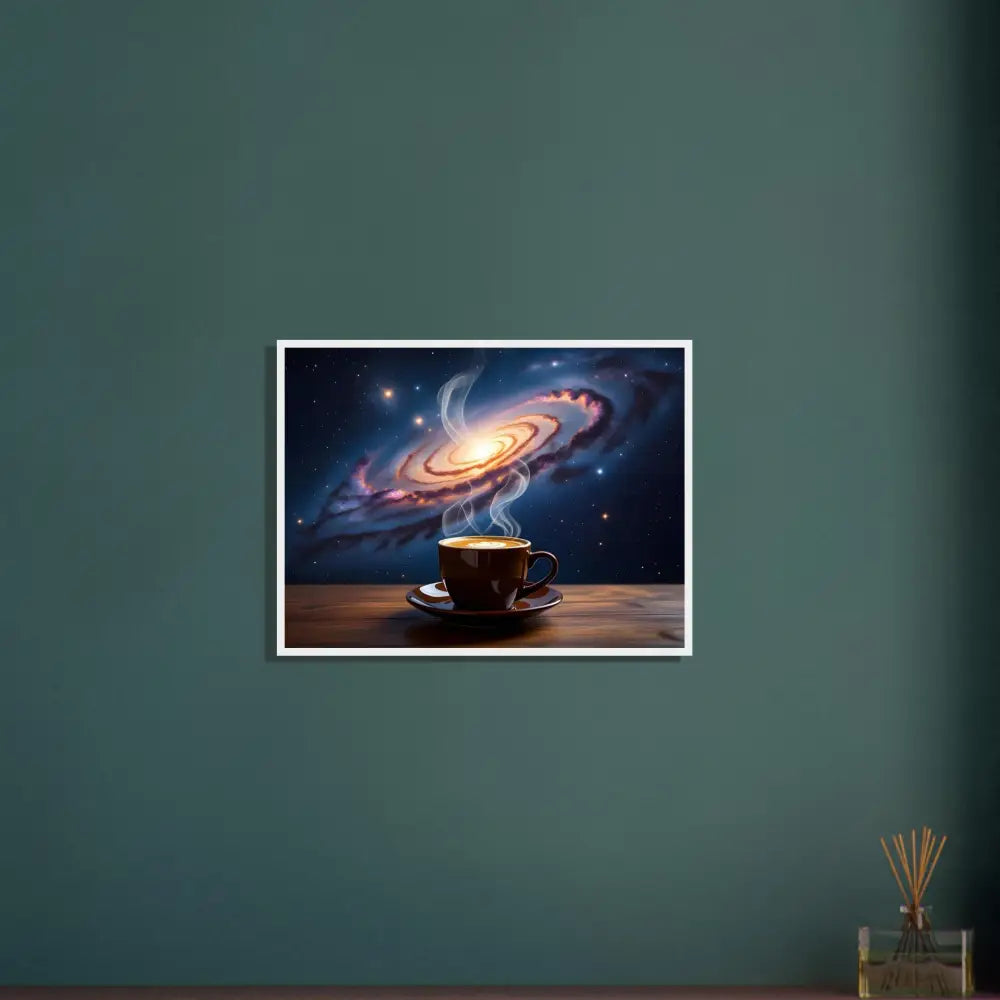 Framed galaxy coffee art on Premium Matte Paper Wooden Framed Poster Cosmic Brew PixiOnyx