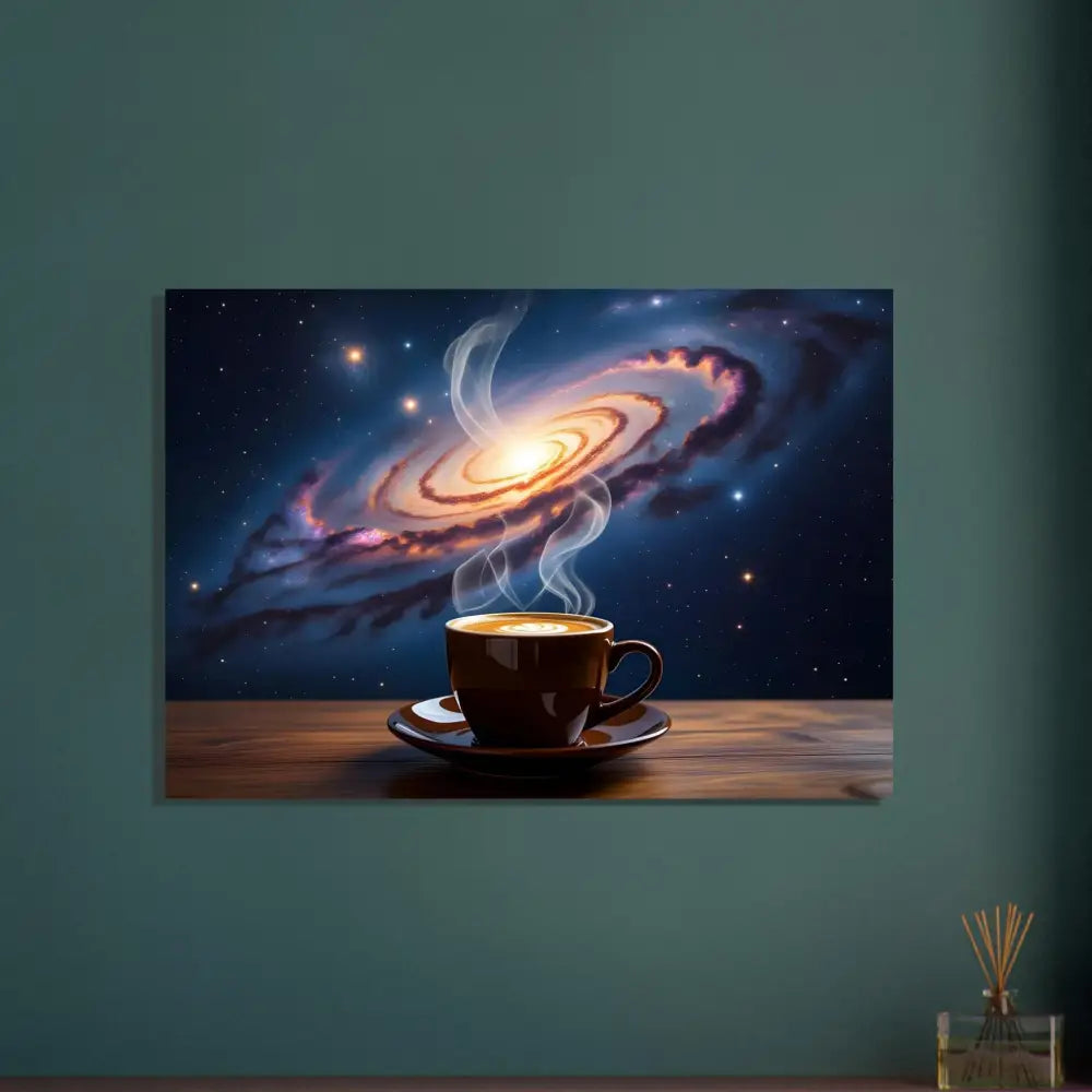 Galaxy coffee art on Premium Matte Paper Wooden Framed Poster Cosmic Brew by PixiOnyx
