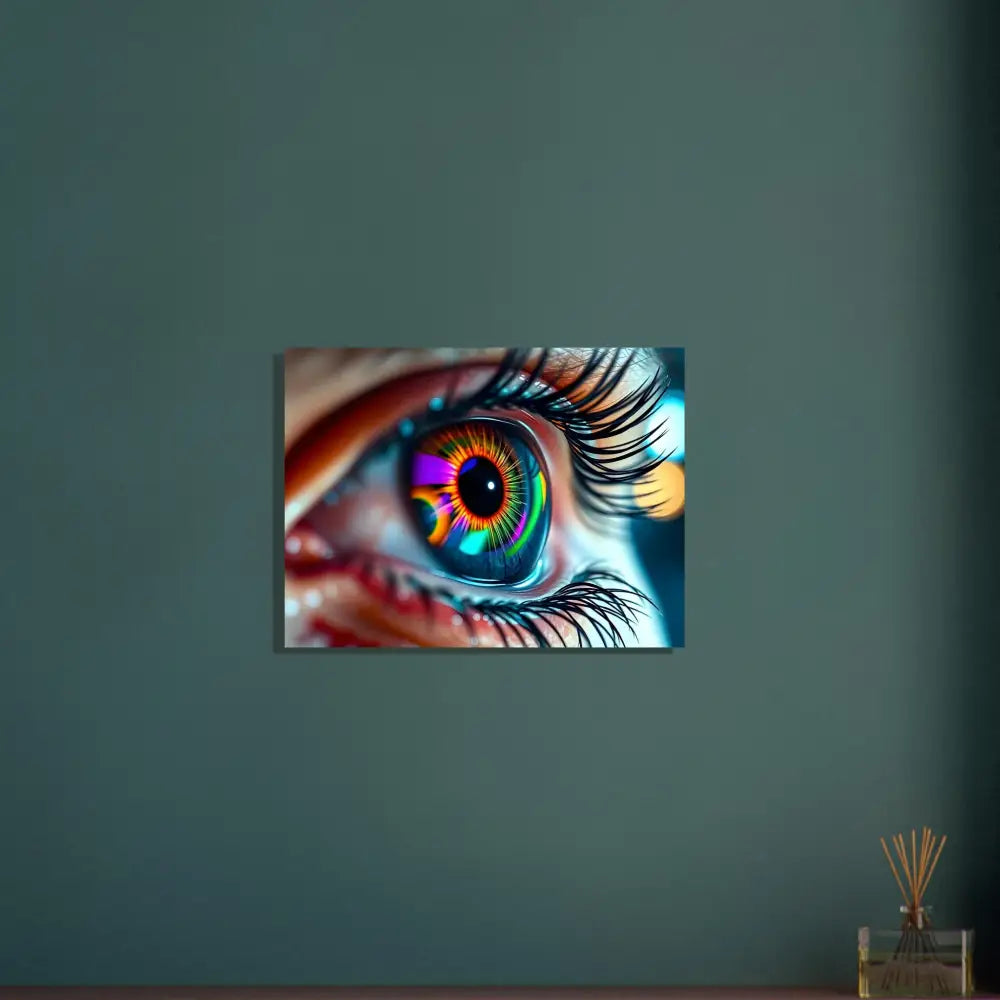 Colorful eye artwork on Premium Matte Paper Wooden Framed Poster Cosmic Iris PixiOnyx