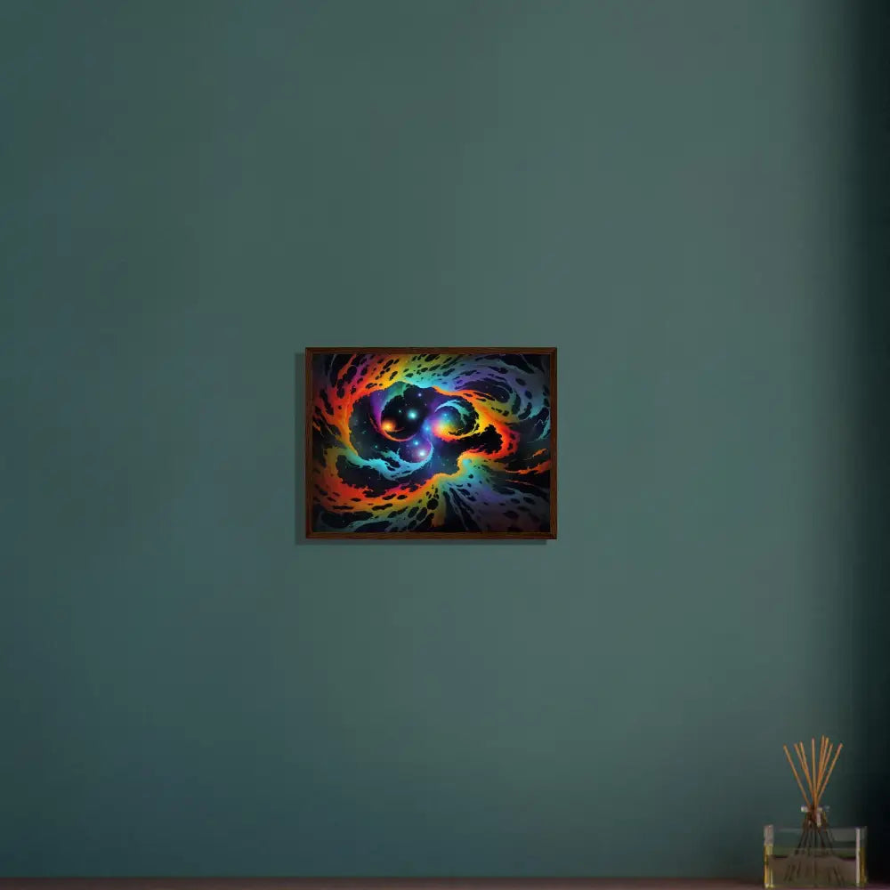 Framed abstract cosmic tides art on premium matte paper in wooden frame by PixiOnyx