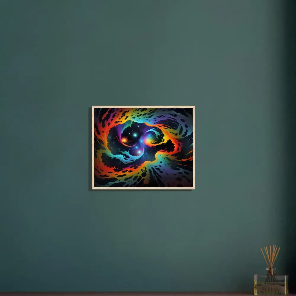 Framed abstract space art poster Cosmic Tides on premium matte paper wooden frame