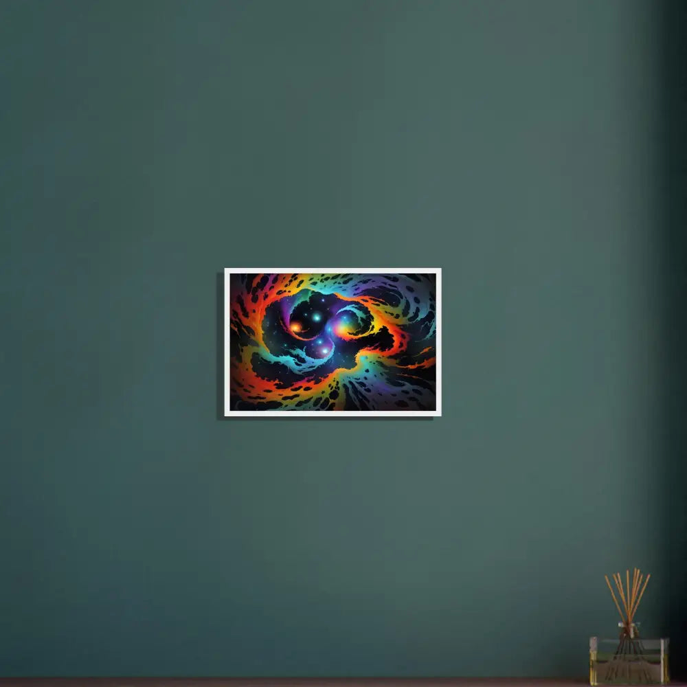 Colorful abstract space art framed on premium matte paper for Cosmic Tides poster display