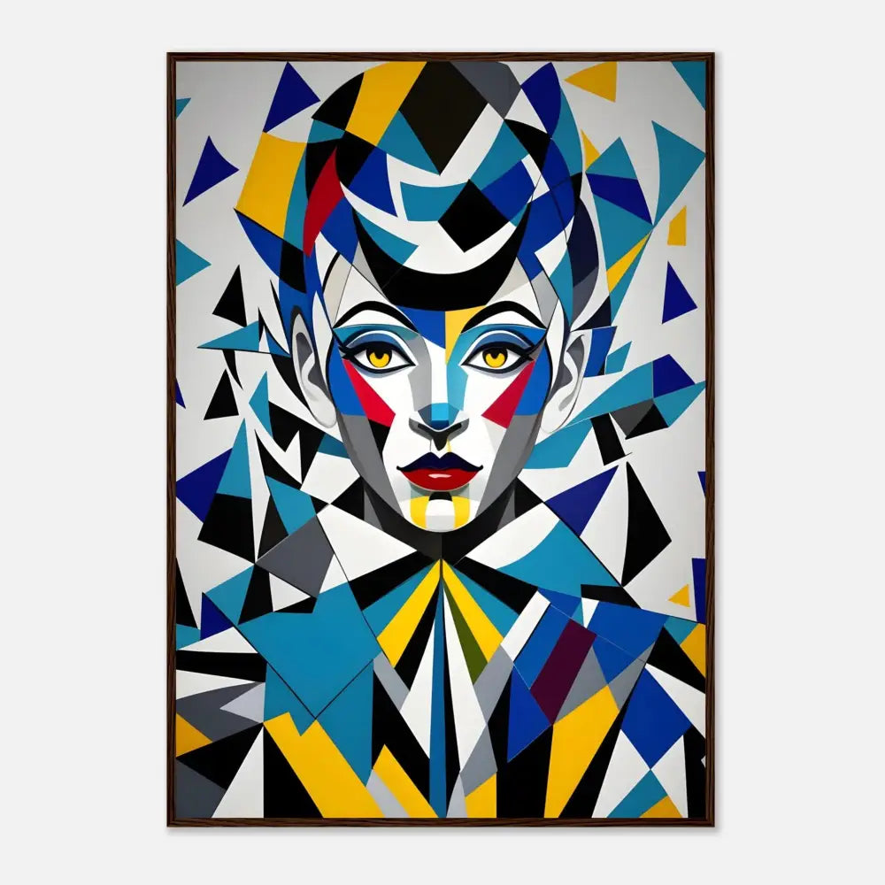 Abstract geometric portrait on Premium Matte Paper Wooden Framed Poster from PixiOnyx Modern Collection
